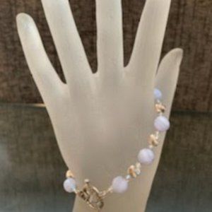 LILLIANS DESIGNS BEAUTIFUL HANDCRAFTED SOFT POWER BLUE/GRAYISH BEADS ORIGINALS